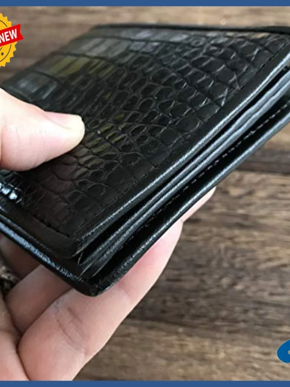 Men's Genuine Crocodile Skin Bifold Wallet with 8 Card Slots